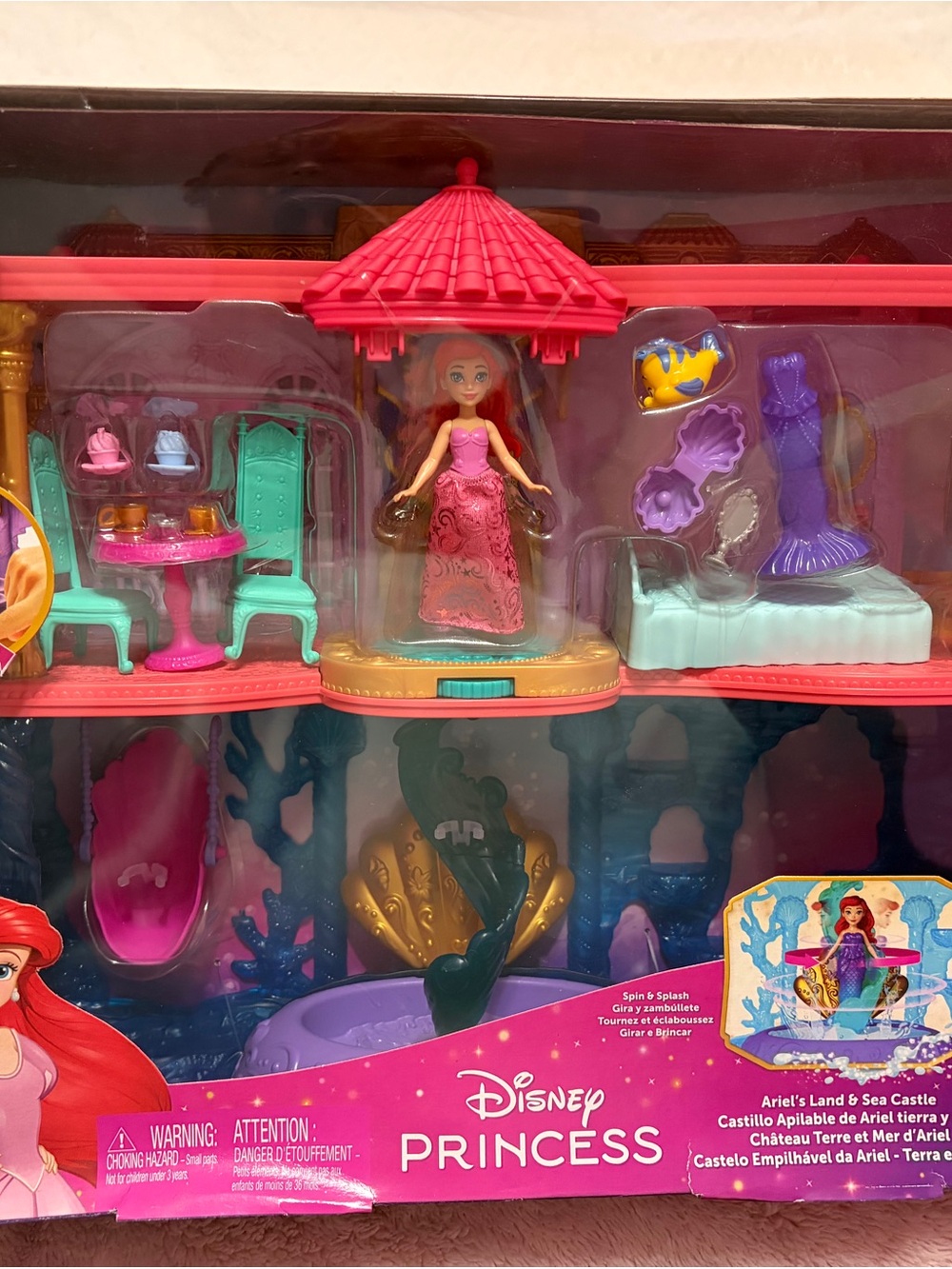 Brand New Ariel Land & Sea Castle Playset - Pink and Teal